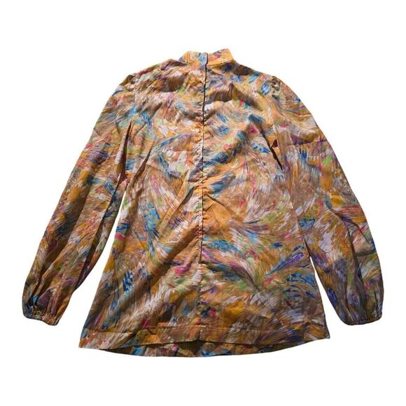 Vintage Handmade 70s Psychedelic Spin Mock Neck Top Art Mod Abstract Groovy - Picture 2 of 4